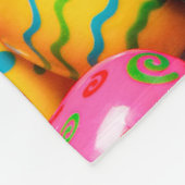 Dog Laying on Easter Eggs フリースブランケット (角)