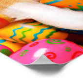 Dog Laying on Easter Eggs ポスター (角)