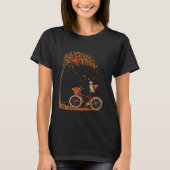 Dog Leaf Fall Autumn Cycling Funny Labrador retrie Tシャツ (正面)