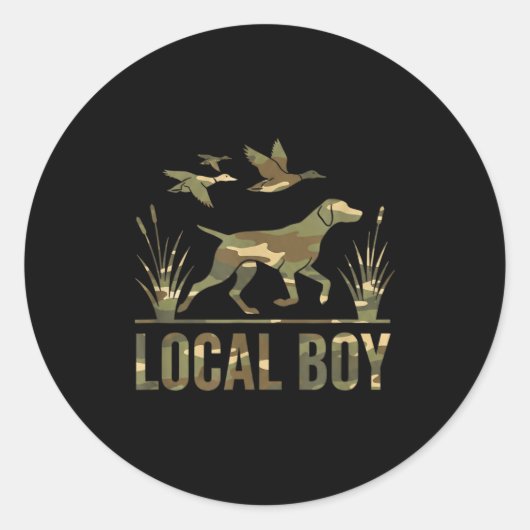 Dog Local Boy Hunting Dog Camo Southern Country Pr ラウンドシール (正面)