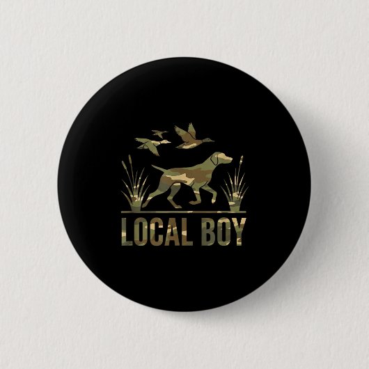 Dog Local Boy Hunting Dog Camo Southern Country Pr 缶バッジ (正面)