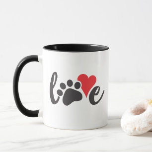 Dog Love Paw印刷ハート マグカップ