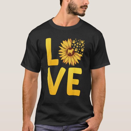 Dog LOVE Spring Fan Dog Doggie Sunflower Dog Mom Tシャツ (正面)
