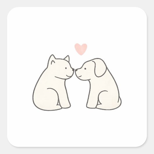 Dog Love Sticker スクエアシール (正面)