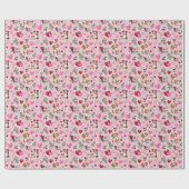 Dog Love Valentine Gift Wrapping Paper Pink ラッピングペーパー (フラット)