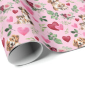 Dog Love Valentine Gift Wrapping Paper Pink ラッピングペーパー (ロールコーナー)