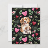 Dog Love Valentine’s Day Card in Black ノートカード (正面)