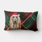 Dog Lover Christmas Afghan Hound Holiday Plaid ランバークッション (裏面)