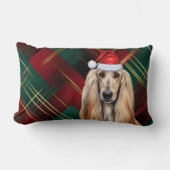 Dog Lover Christmas Afghan Hound Holiday Plaid ランバークッション (正面)