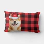 Dog Lover Christmas Akita Holiday Buffalo Plaid ランバークッション (裏面)