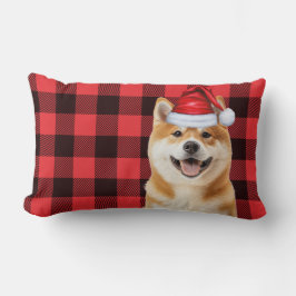 Dog Lover Christmas Akita Holiday Buffalo Plaid ランバークッション