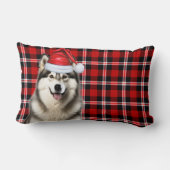Dog Lover Christmas Alaskan Malamute Holiday Plaid ランバークッション (裏面)