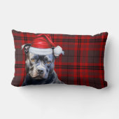 Dog Lover Christmas Bluenose Pitbull Holiday Plaid ランバークッション (裏面)
