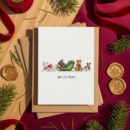 Dog Lover Christmas Card with Festive Sleigh シーズンカード