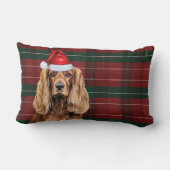 Dog Lover Christmas Cocker Spaniel Holiday Plaid ランバークッション (裏面)