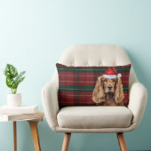 Dog Lover Christmas Cocker Spaniel Holiday Plaid ランバークッション (椅子)