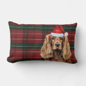 Dog Lover Christmas Cocker Spaniel Holiday Plaid ランバークッション (正面)