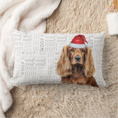 Dog Lover Christmas Cocker Spaniel Woof Holiday ランバークッション (ブランケット)