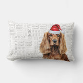 Dog Lover Christmas Cocker Spaniel Woof Holiday ランバークッション (正面)