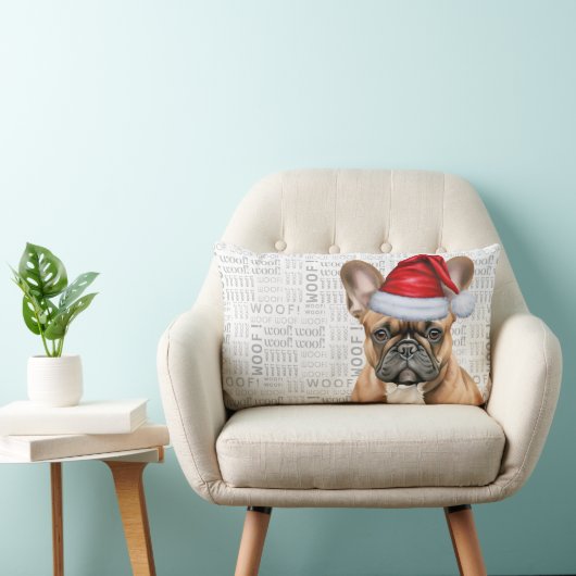 Dog Lover Christmas Cute French Bulldog Holiday ランバークッション (椅子)