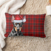 Dog Lover Christmas Doberman Red Holiday Plaid ランバークッション (ブランケット)
