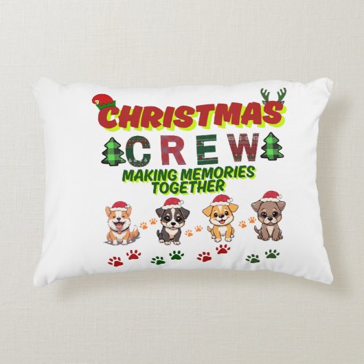 Dog Lover Christmas Family-Christmas crew dogs  アクセントクッション (正面)