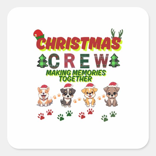 Dog Lover Christmas Family-Christmas crew dogs  スクエアシール (正面)