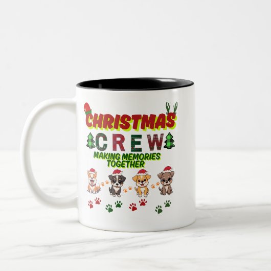 Dog Lover Christmas Family-Christmas crew dogs  ツートーンマグカップ (左)
