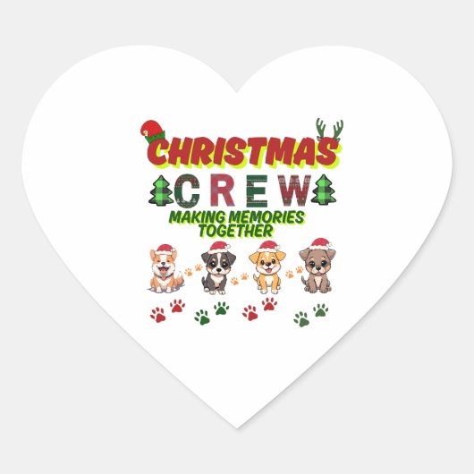 Dog Lover Christmas Family-Christmas crew dogs  ハートシール (正面)
