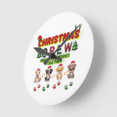 Dog Lover Christmas Family-Christmas crew dogs  ラウンド壁時計 (傾斜)