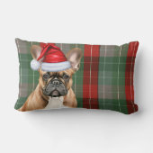 Dog Lover Christmas French Bulldog Holiday Plaid ランバークッション (裏面)