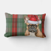 Dog Lover Christmas French Bulldog Holiday Plaid ランバークッション (正面)