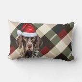 Dog Lover Christmas GSP Pointer Holiday Plaid ランバークッション (裏面)