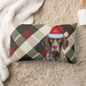 Dog Lover Christmas GSP Pointer Holiday Plaid ランバークッション (ブランケット)