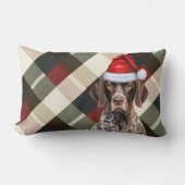 Dog Lover Christmas GSP Pointer Holiday Plaid ランバークッション (正面)
