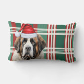 Dog Lover Christmas Saint Bernard Holiday Plaid ランバークッション (裏面)