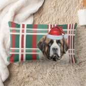 Dog Lover Christmas Saint Bernard Holiday Plaid ランバークッション (ブランケット)