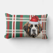 Dog Lover Christmas Saint Bernard Holiday Plaid ランバークッション (正面)