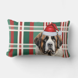 Dog Lover Christmas Saint Bernard Holiday Plaid ランバークッション