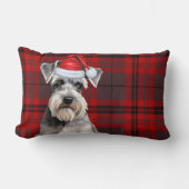 Dog Lover Christmas Schnauzer Holiday Plaid ランバークッション (正面)