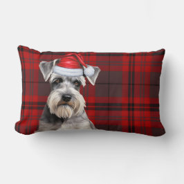 Dog Lover Christmas Schnauzer Holiday Plaid ランバークッション