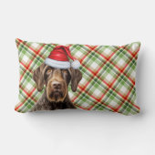 Dog Lover Christmas Wirehair Pointer Holiday Plaid ランバークッション (裏面)