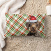 Dog Lover Christmas Wirehair Pointer Holiday Plaid ランバークッション (ブランケット)