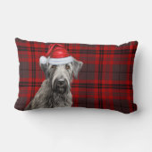 Dog Lover Christmas Wolfhound Red Holiday Plaid ランバークッション (裏面)