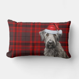 Dog Lover Christmas Wolfhound Red Holiday Plaid ランバークッション