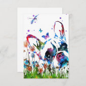 Dog Lover French Bulldog And Dragonfly サンキューカード (正面/裏面)