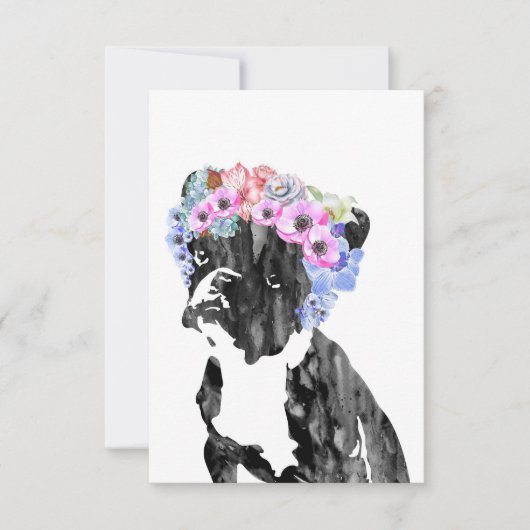 Dog Lover French Bulldog And Flower サンキューカード (正面)