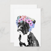 Dog Lover French Bulldog And Flower サンキューカード (正面/裏面)