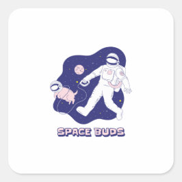 Dog Lover Gift | Cartoon Astronaut Space Art スクエアシール