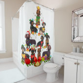 Dog Lover Gifts Dachshund Tree Christmas Light シャワーカーテン (インサイチュ)